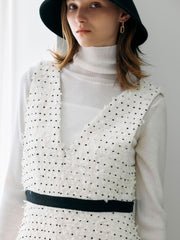 リボンドットツイードワンピース