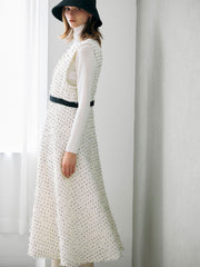 リボンドットツイードワンピース