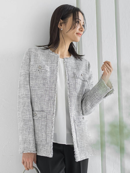 【WEB限定 13号】ストレッチツイードミドルジャケット