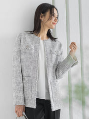 【WEB限定 13号】ストレッチツイードミドルジャケット