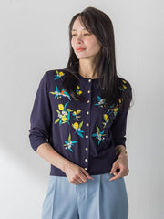 レモン刺繍ニットカーディガン