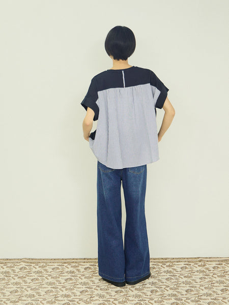 ウエストゴムタックワイドデニム