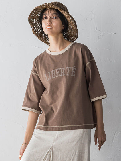 バイカラーパイピングロゴTシャツ≪手洗い可能≫