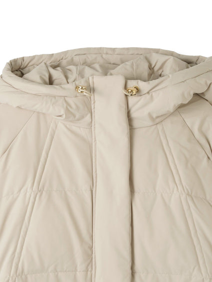 ストレッチフードピュアダウンミドルコート