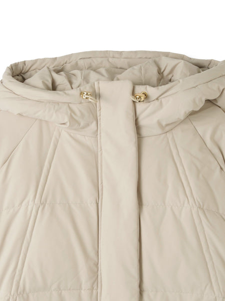 ストレッチフードピュアダウンミドルコート