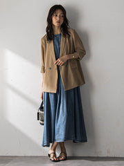 ゆれるデニムノースリーブワンピース