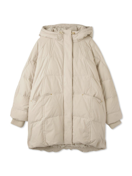 ストレッチフードピュアダウンミドルコート