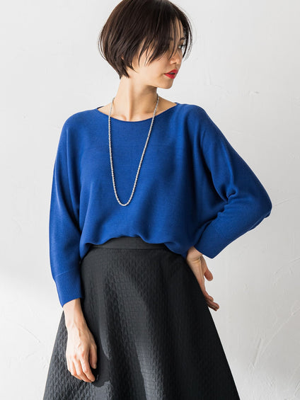 【WEB限定サイズあり】【洗えるニット】ECOCUWOOLドルマンニットプルオーバー≪シワになりにくい≫