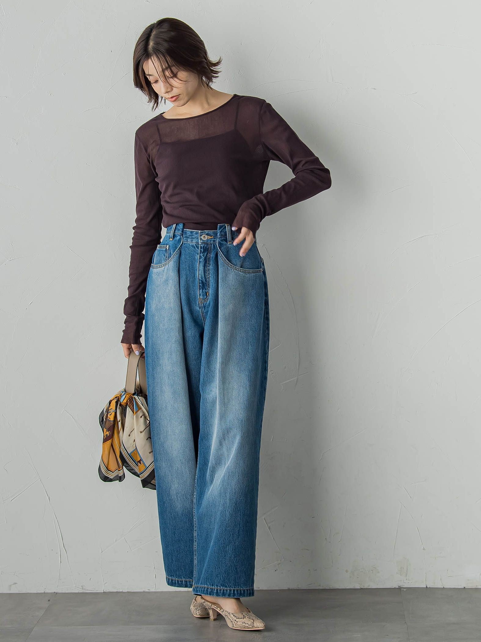 コットンサラチュールカットソー≪手洗い可能≫