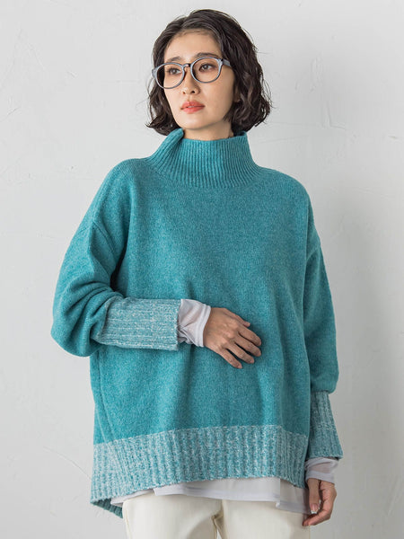 【WEB限定】”ふんわり配色の”もっちりハイネックニット