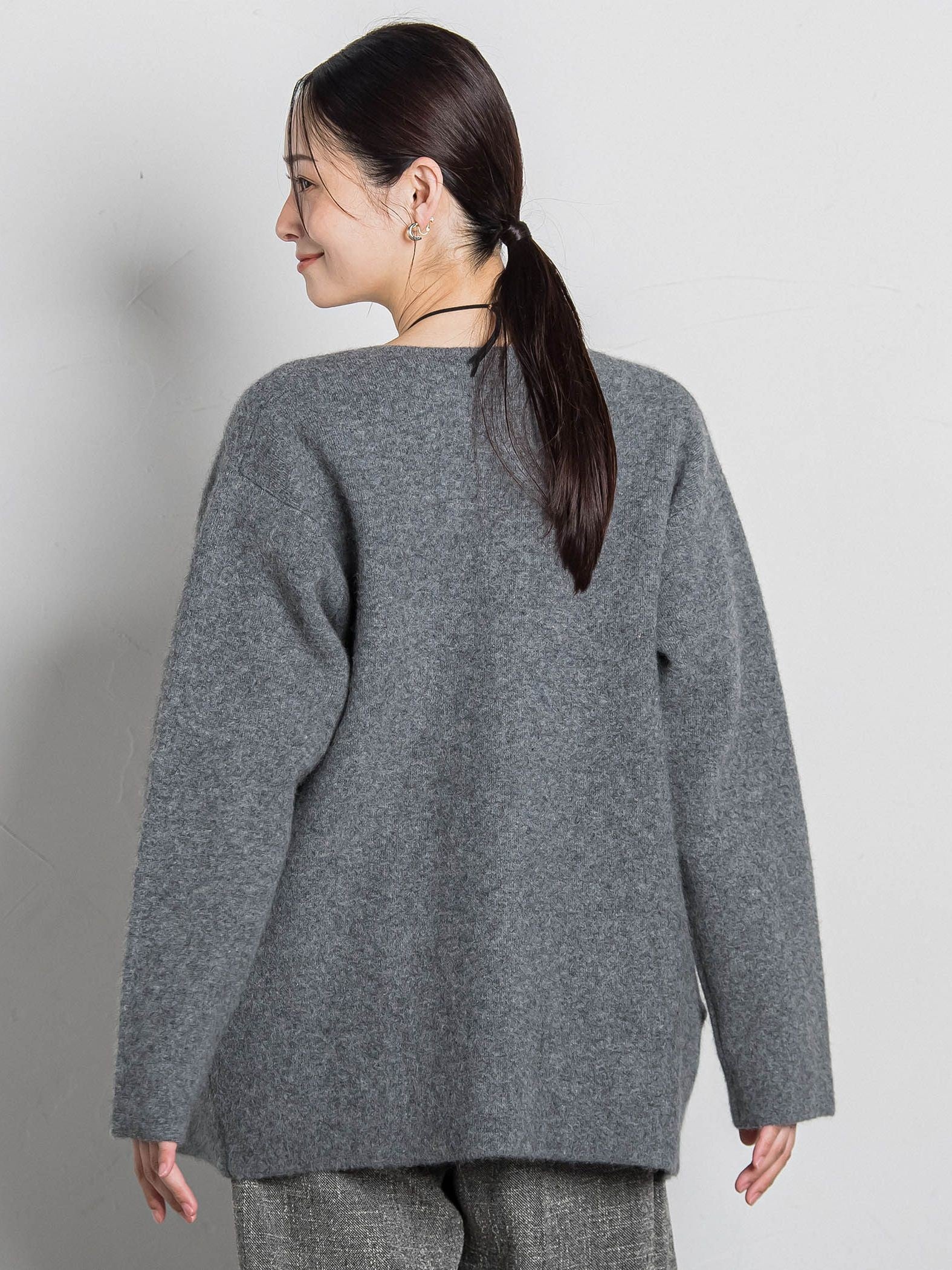 フォックス混ニットジャケット