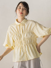 【WEB限定】シャーリングパフスリーブブラウス