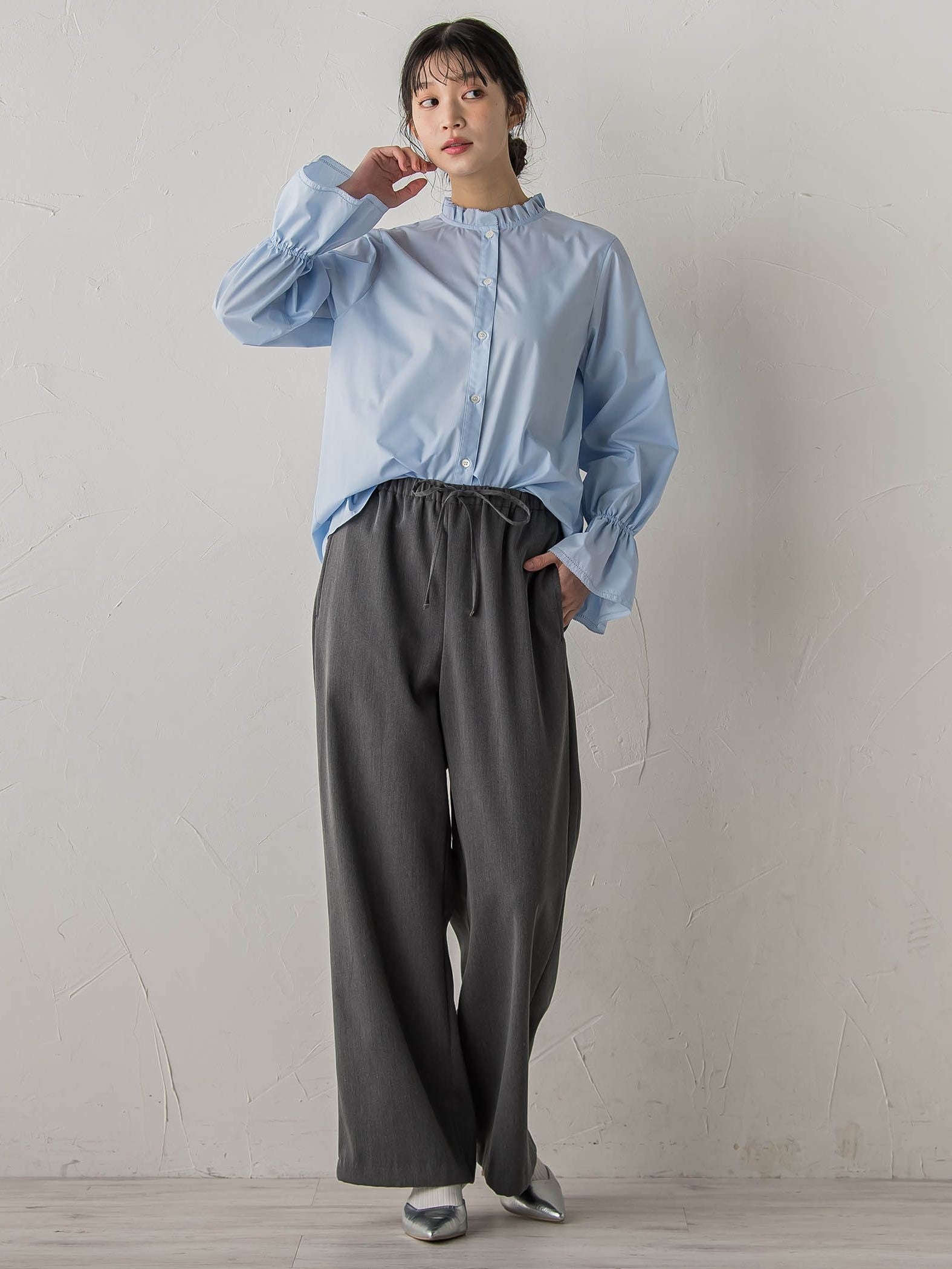 襟フリルブラウス≪洗濯機で洗える≫