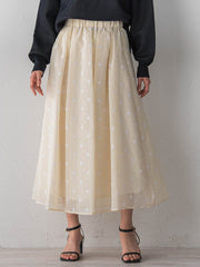 【WEB限定】麻調シアーフロッキードットスカート