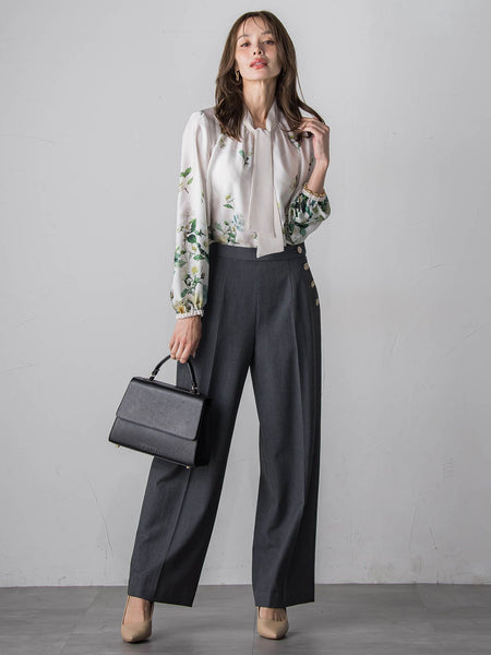 キラキラボタンワイドパンツ≪手洗い可能≫