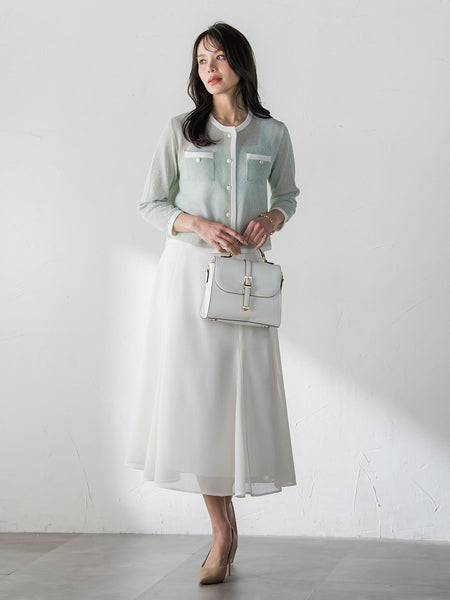 メッシュスパンコールニットカーディガン