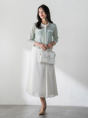 メッシュスパンコールニットカーディガン