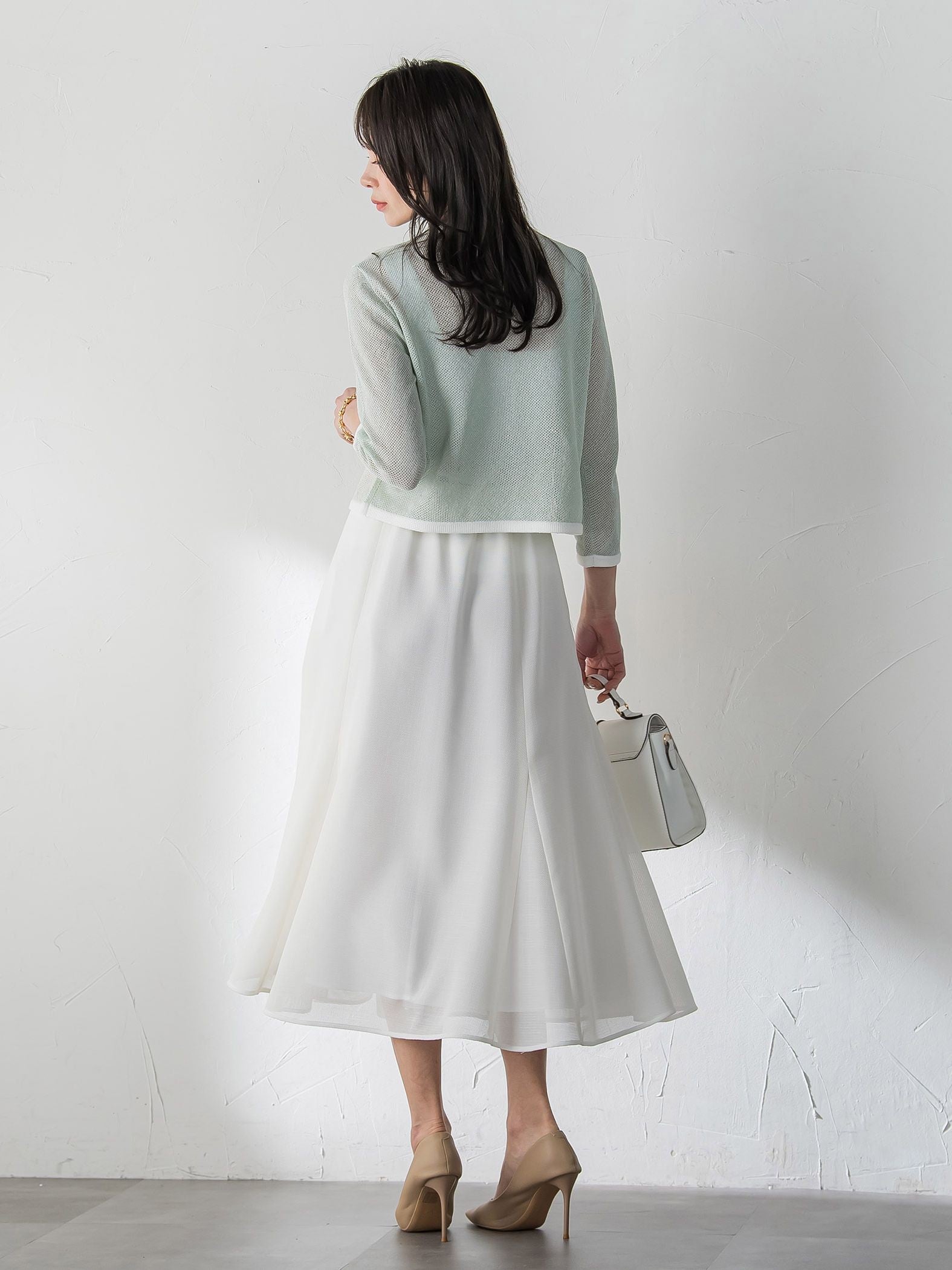 メッシュスパンコールニットカーディガン