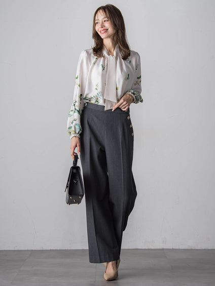 キラキラボタンワイドパンツ≪手洗い可能≫