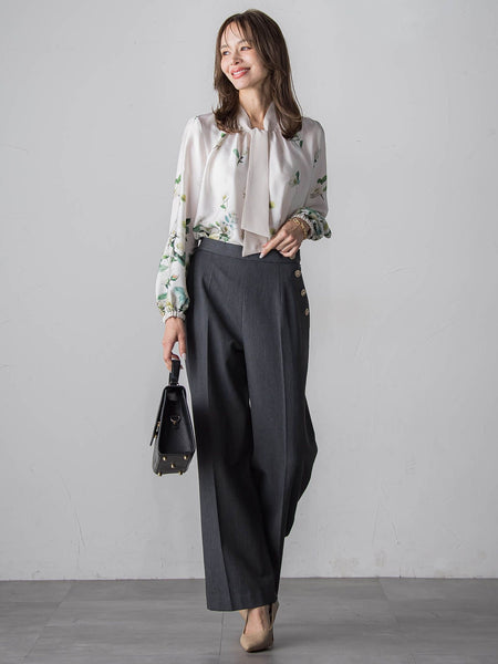 キラキラボタンワイドパンツ≪手洗い可能≫