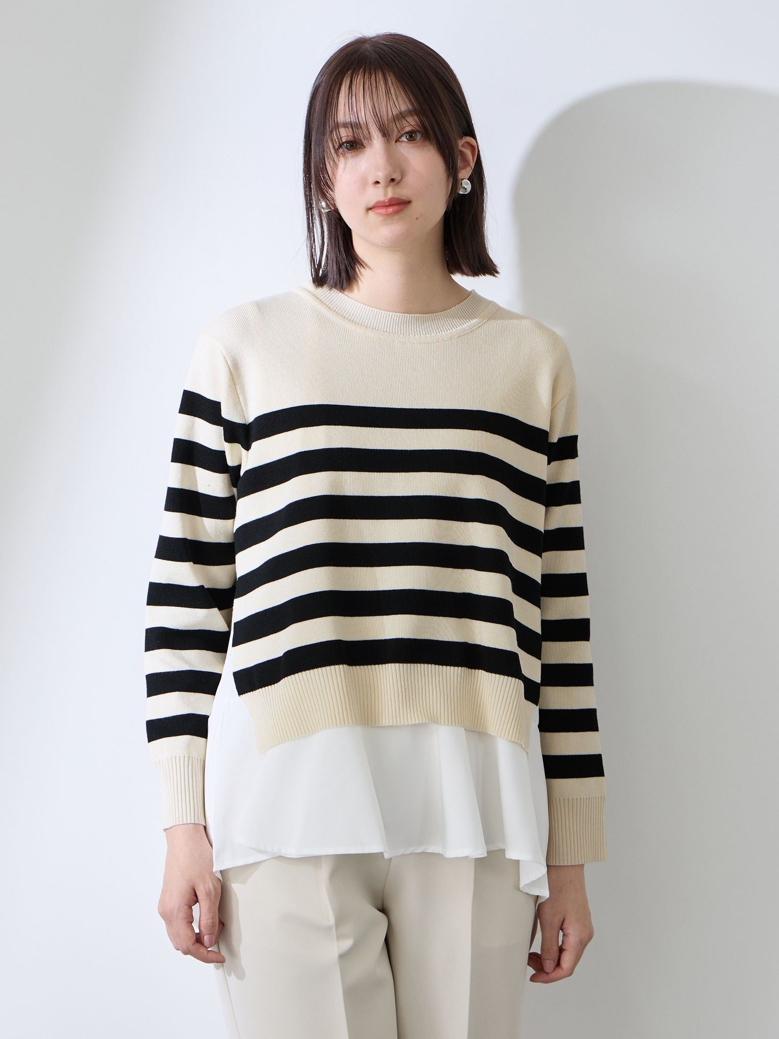 サイドスリットニット×ペプラムヘムインナーSET