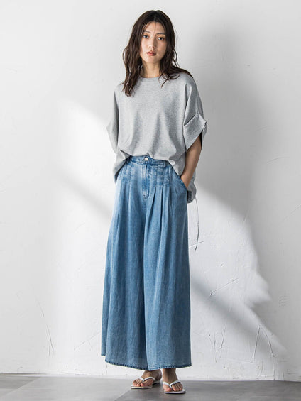 ゆれるデニムフレアパンツ