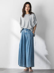 ゆれるデニムフレアパンツ