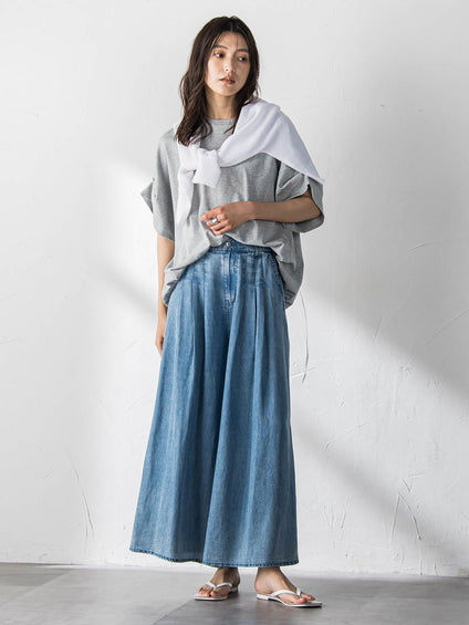 ゆれるデニムフレアパンツ