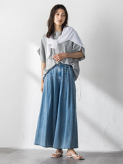 ゆれるデニムフレアパンツ