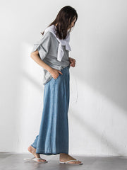 ゆれるデニムフレアパンツ