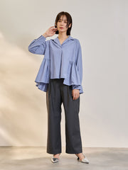 モイストブロードラッフルヘムブラウス