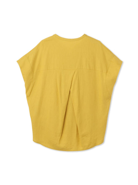 【WEB限定】レーヨンリネンポプリンVネックブラウス