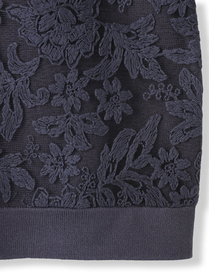 オーガンジー刺繍ミラノリブブルゾン≪手洗い可能≫