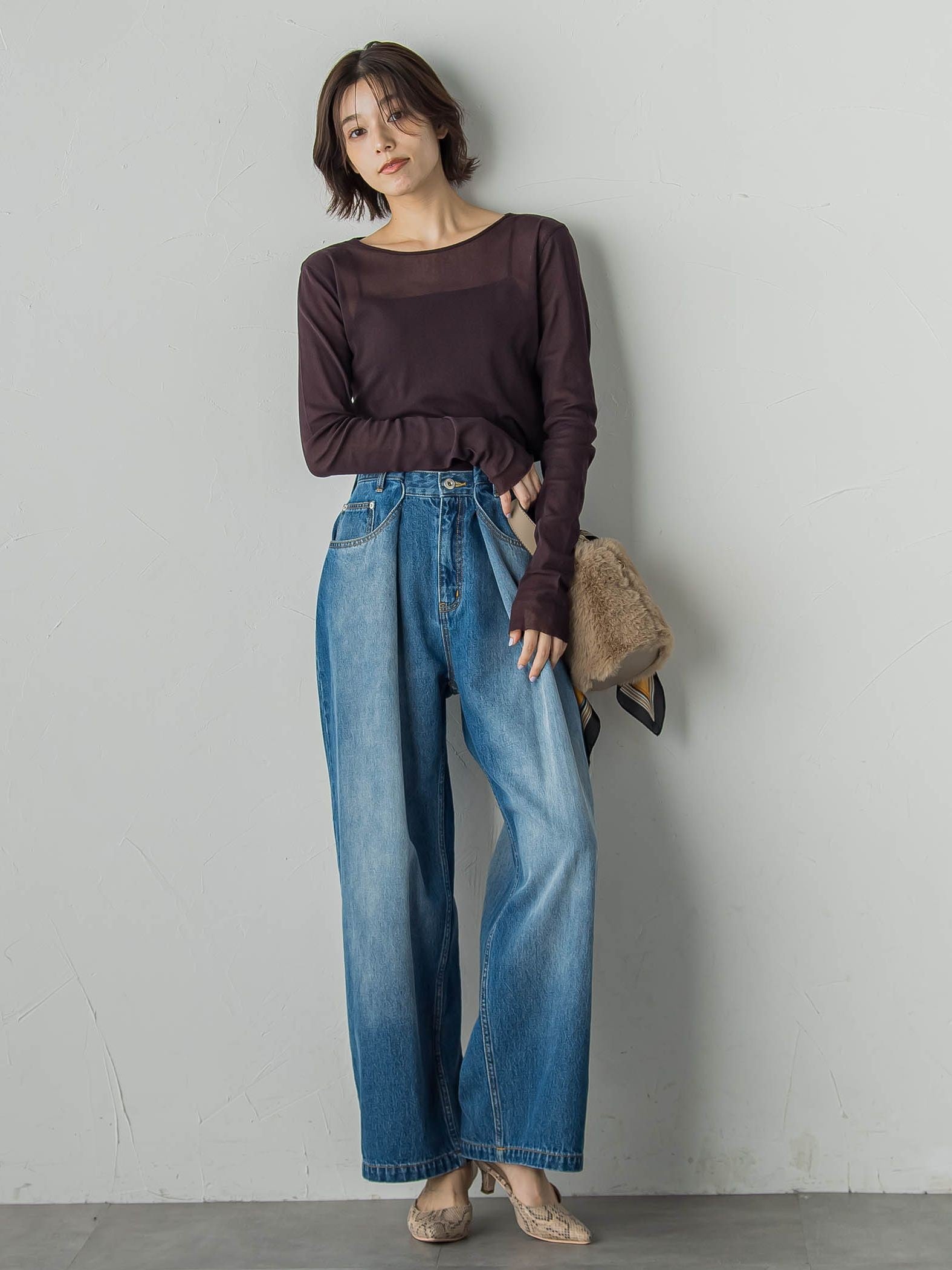 コットンサラチュールカットソー≪手洗い可能≫