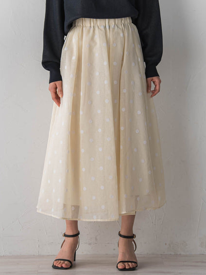 【WEB限定】麻調シアーフロッキードットスカート