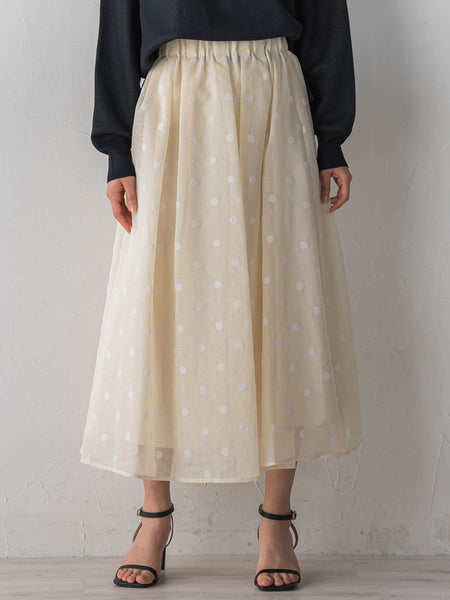 【WEB限定】麻調シアーフロッキードットスカート
