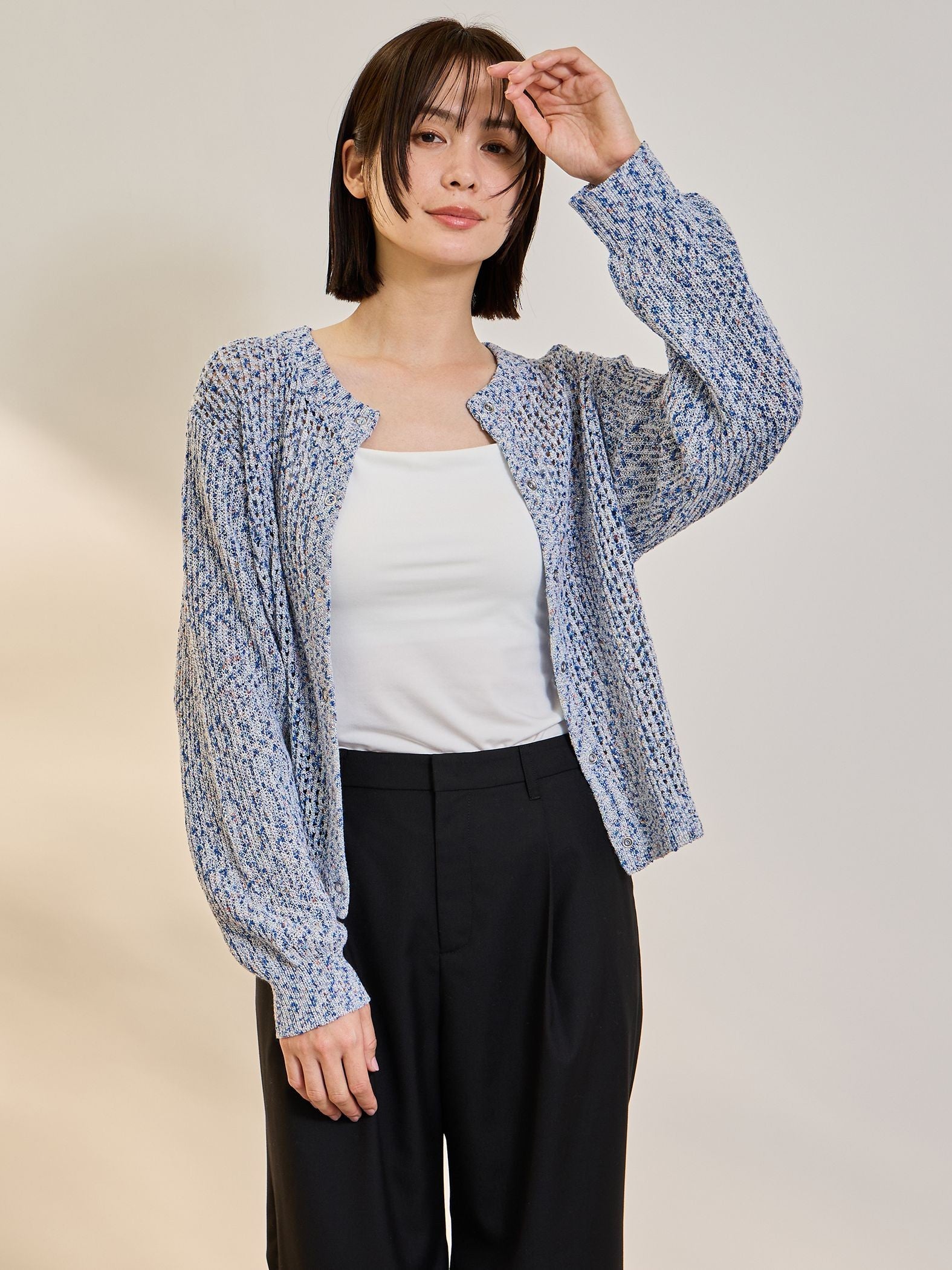 ミックスコイルクルーネックカーディガン