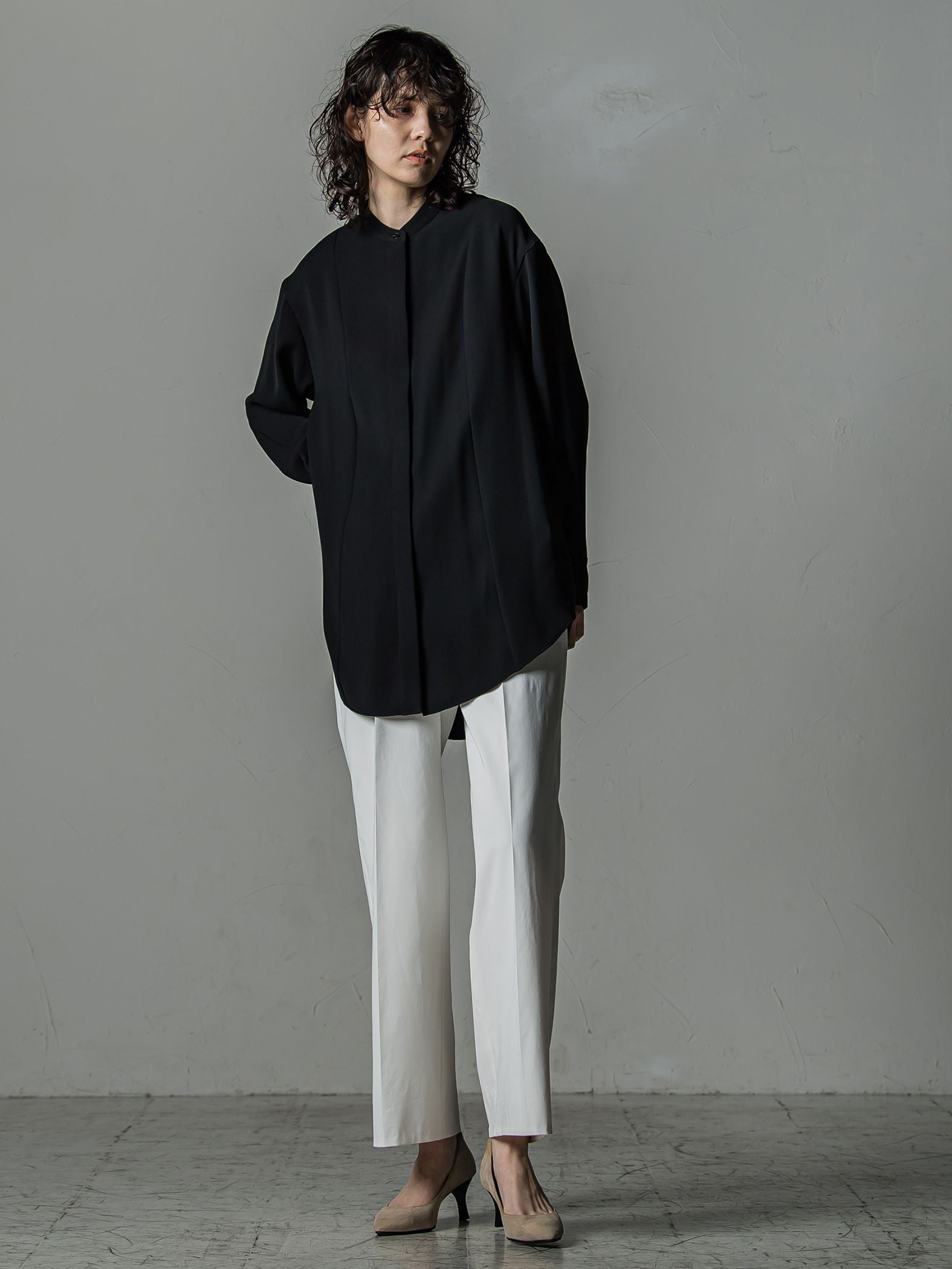 ダブルクロス2WAYロングシャツブラウス≪洗濯機で洗える/セットアップ対応≫
