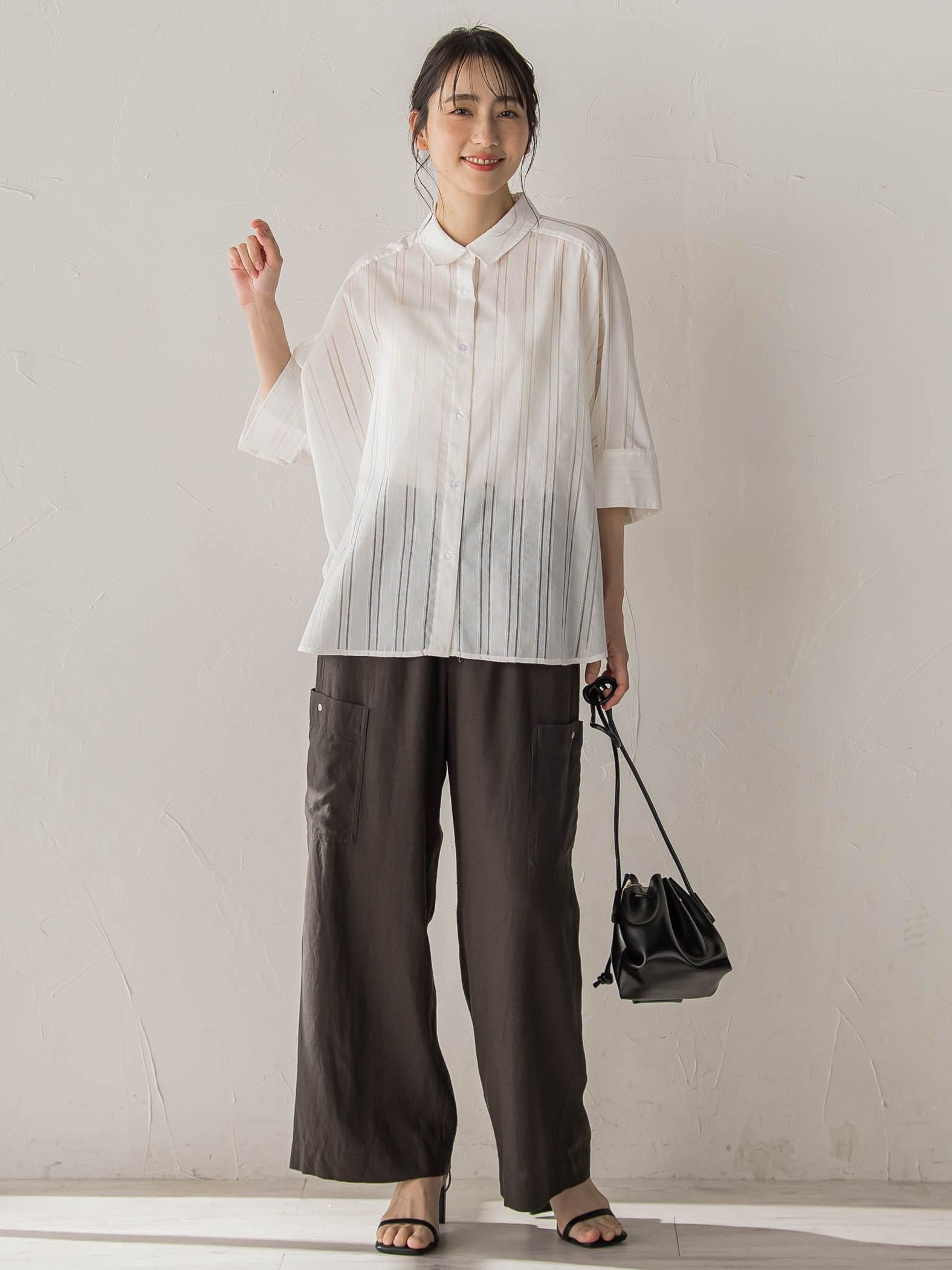 【WEB限定】T/Cストライプブラウス