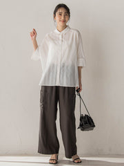 【WEB限定】T/Cストライプブラウス