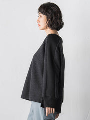 【大きいサイズ】メルトンニットドッキングカットソー