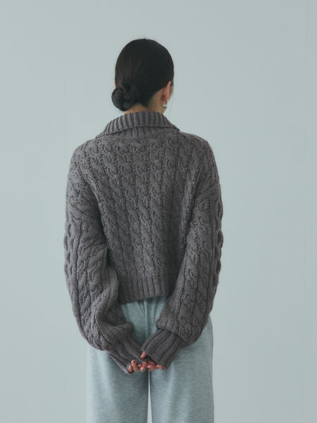 バルキーケーブルハーフジップニット≪手洗い可能≫