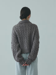 バルキーケーブルハーフジップニット≪手洗い可能≫