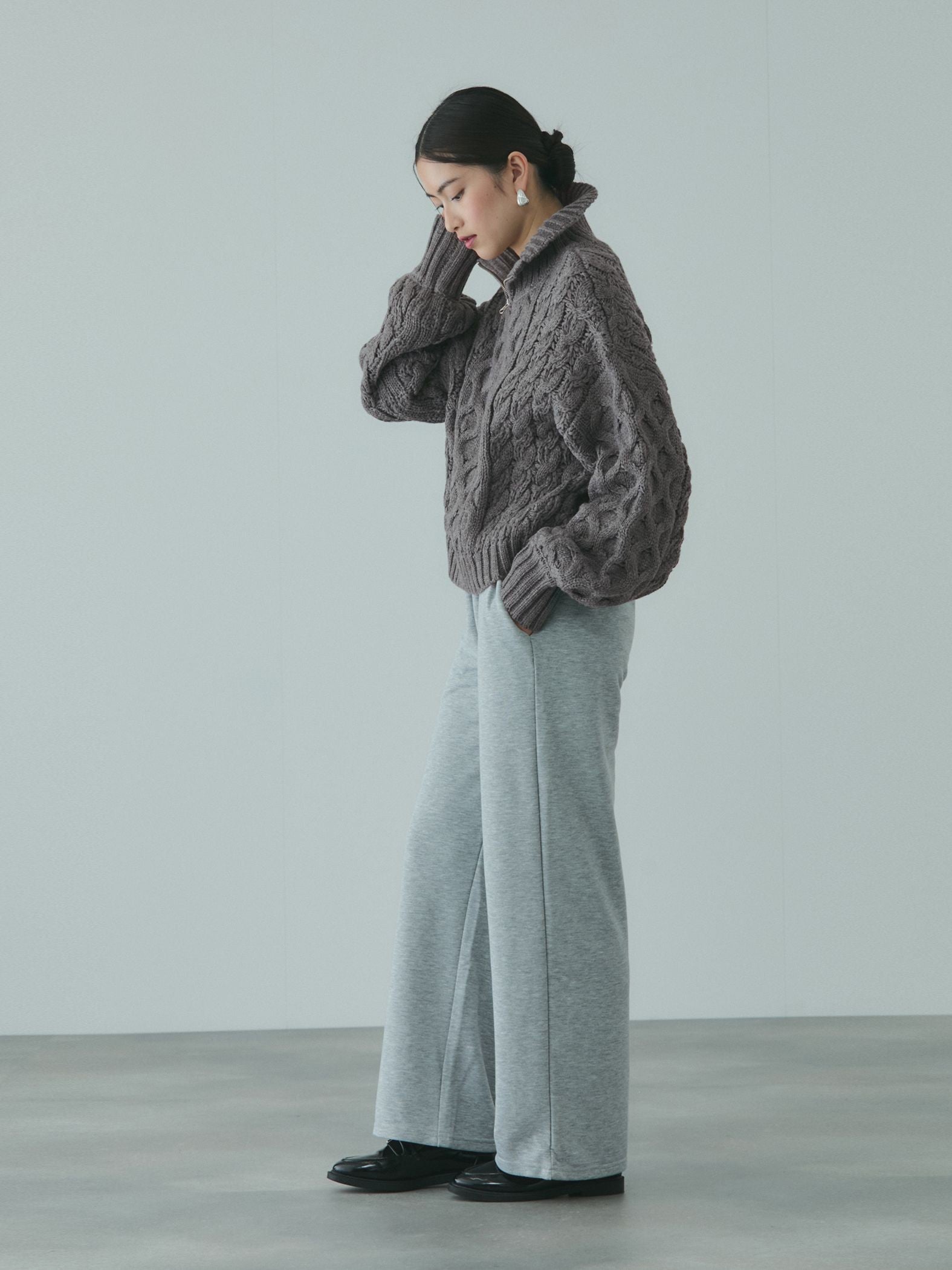 バルキーケーブルハーフジップニット≪手洗い可能≫