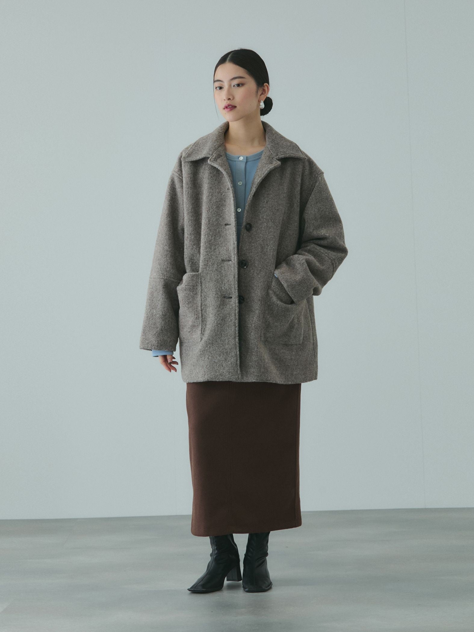 ソフトニットメルトンIラインスカート≪手洗い可能≫