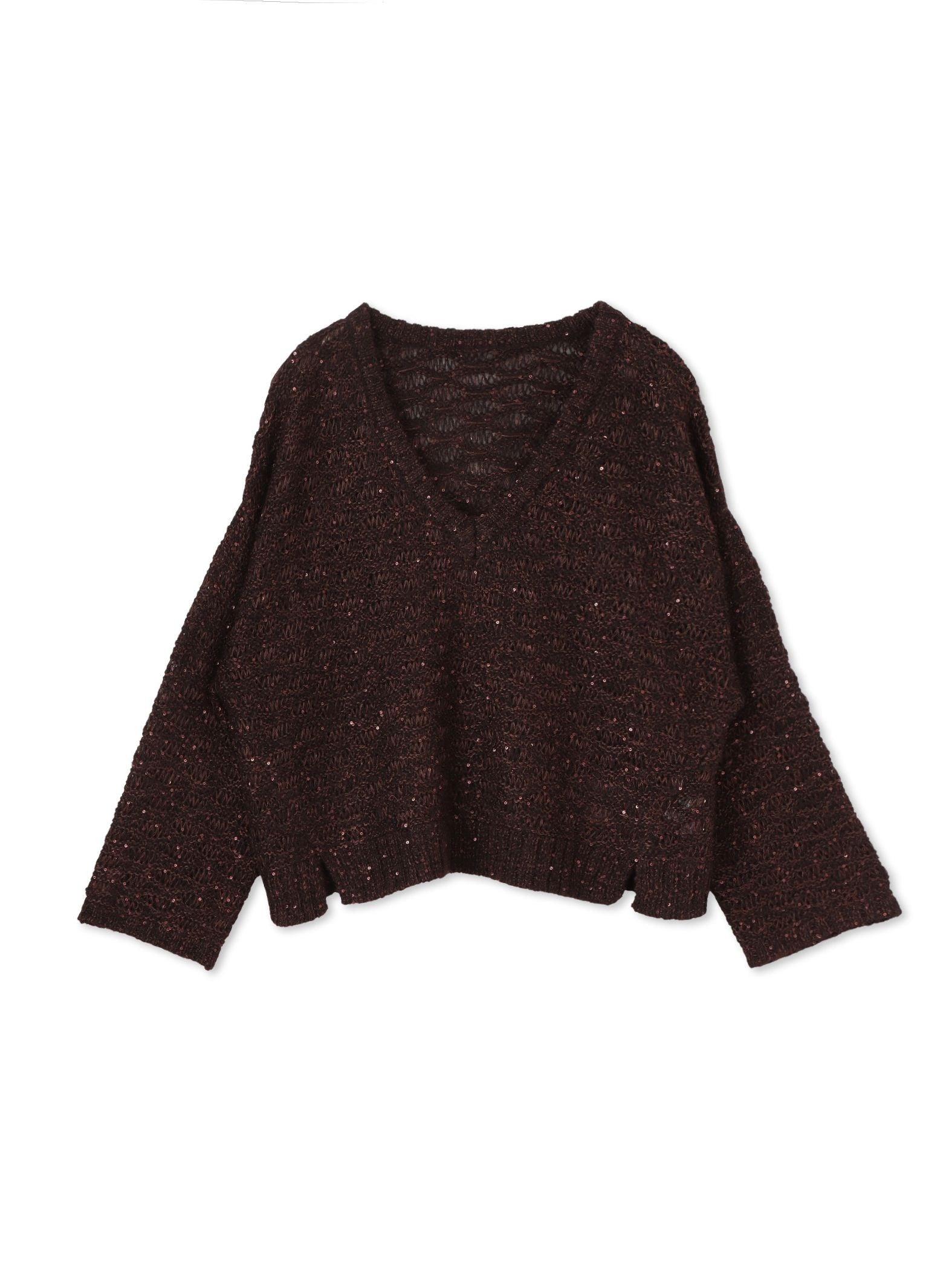 【WEB限定】スパンコールシャギーニットプルオーバー≪手洗い可能≫