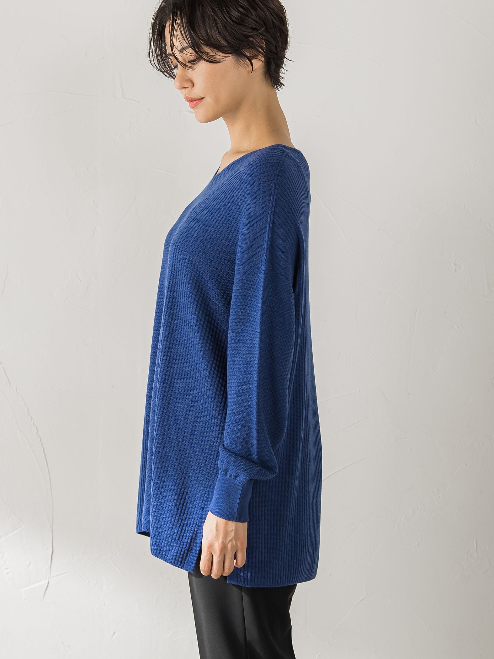 【WEB限定サイズあり】【洗えるニット】ECOCUWOOL Vネックニットプルオーバー≪シワになりにくい≫
