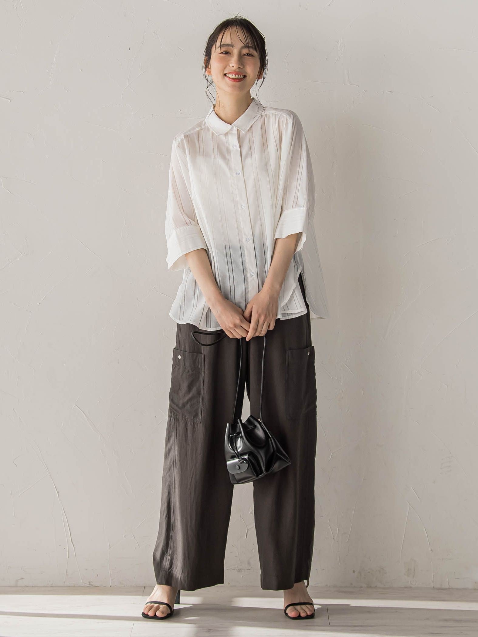 【WEB限定】T/Cストライプブラウス