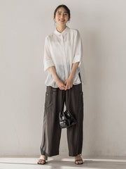 【WEB限定】T/Cストライプブラウス