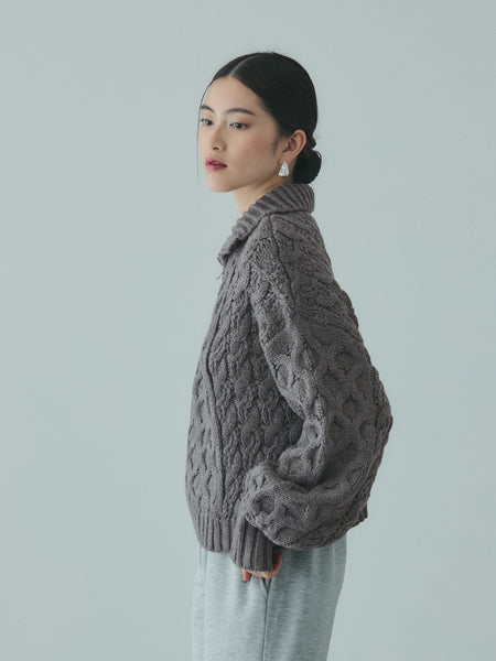 バルキーケーブルハーフジップニット≪手洗い可能≫